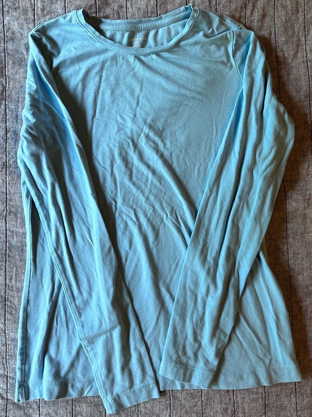Lands' End Light Blue Crewneck Long Sleeve Top